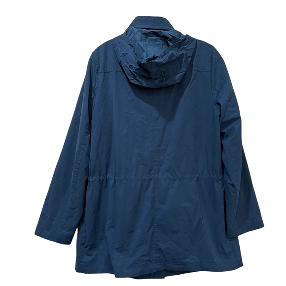 J. Jill Medium Slate Blue Zip Up Cinched Waist Lightweight Hooded Jacket C - Picture 2 of 5